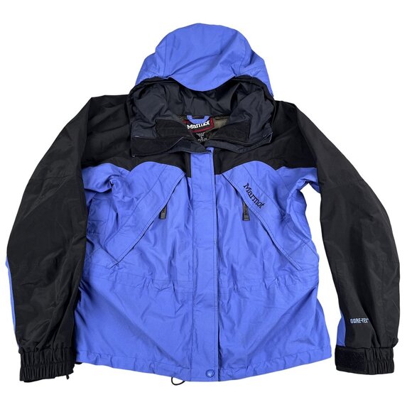 VTG Marmot Gore-Tex Womens Blue & Black Ski & Snow Jacket Sz Large - Picture 1 of 9